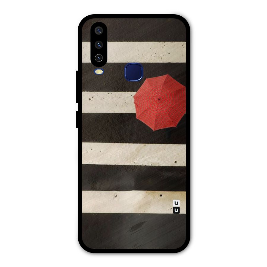 Single Red Umbrella Stripes Metal Back Case for Vivo V17