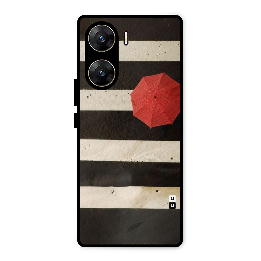 Single Red Umbrella Stripes Metal Back Case for Vivo V29e
