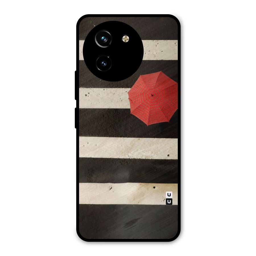 Single Red Umbrella Stripes Metal Back Case for Vivo Y200i