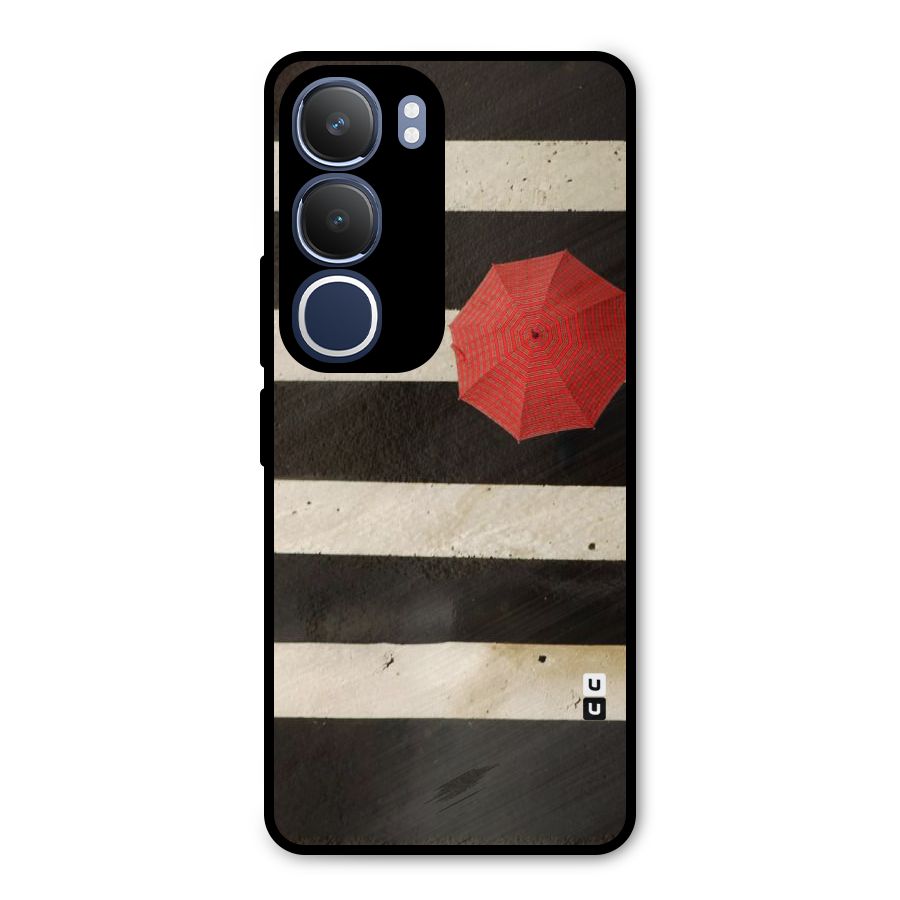 Single Red Umbrella Stripes Metal Back Case for Vivo Y29