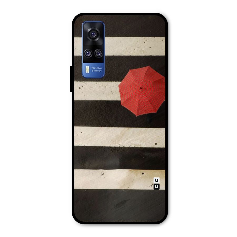 Single Red Umbrella Stripes Metal Back Case for Vivo Y31