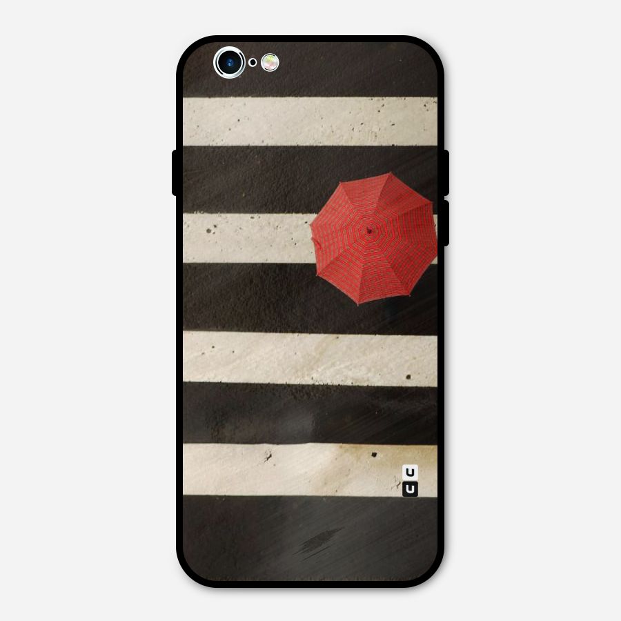 Single Red Umbrella Stripes Metal Back Case for iPhone 6 6s