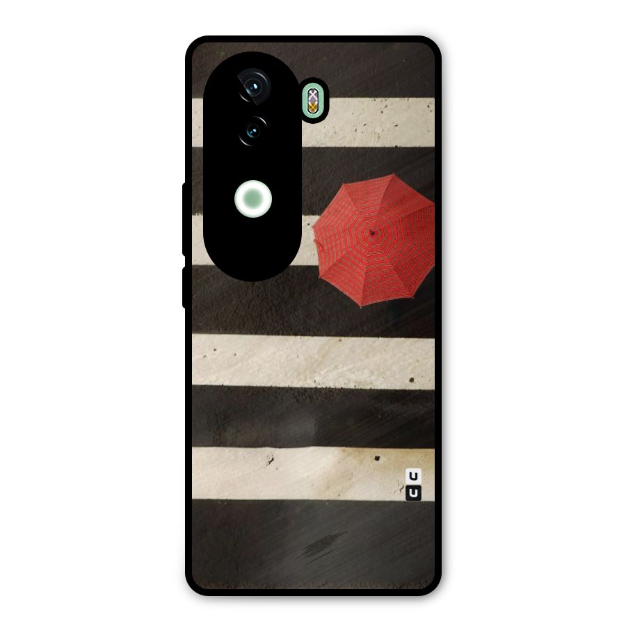 Single Red Umbrella Stripes Metal Back Case for iQOO Z9s