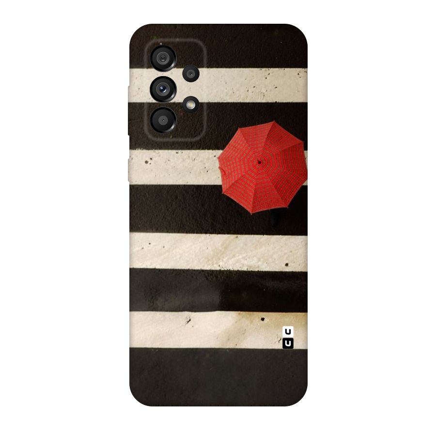 Single Red Umbrella Stripes Original Polycarbonate Back Case for Galaxy A73 5G