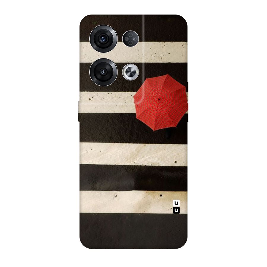 Single Red Umbrella Stripes Original Polycarbonate Back Case for Oppo Reno8 Pro 5G