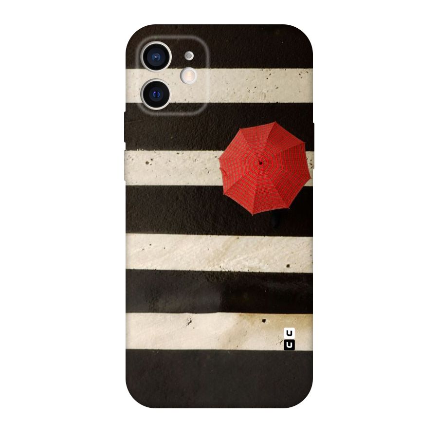 Single Red Umbrella Stripes Original Polycarbonate Back Case for iPhone 12