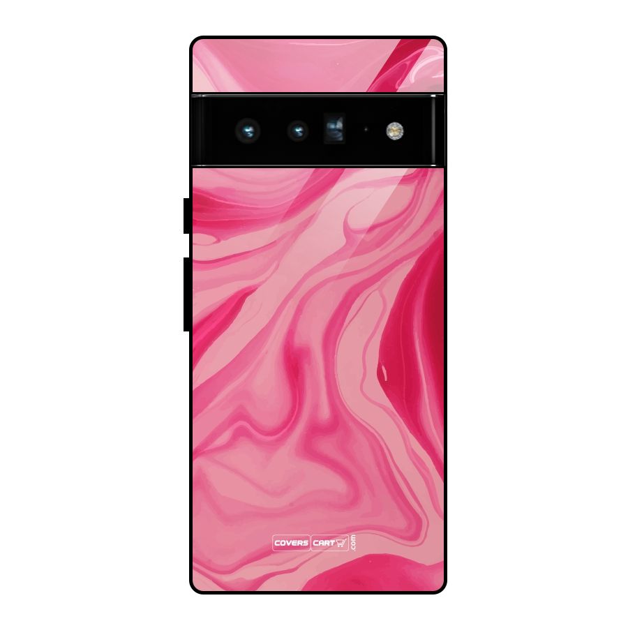Sizzling Pink Marble Texture Glass Back Case for Google Pixel 6 Pro