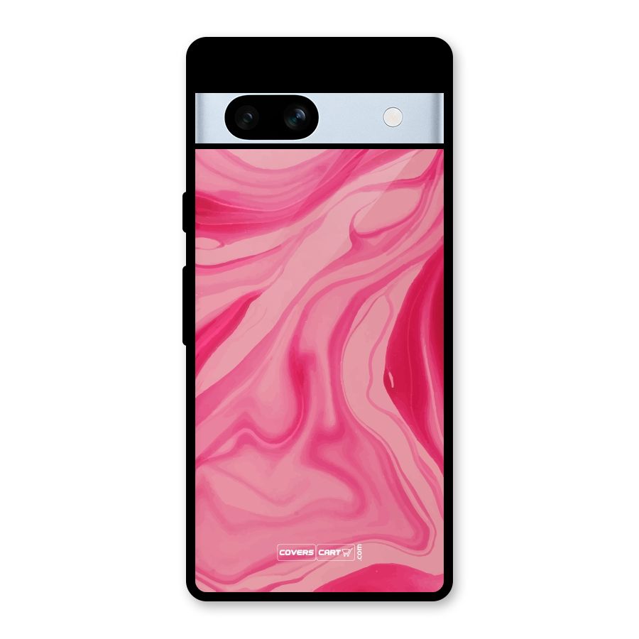 Sizzling Pink Marble Texture Glass Back Case for Google Pixel 7a