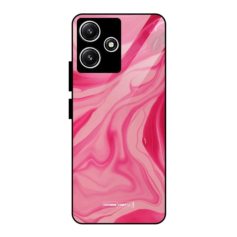 Sizzling Pink Marble Texture Glass Back Case for Poco M6 Pro