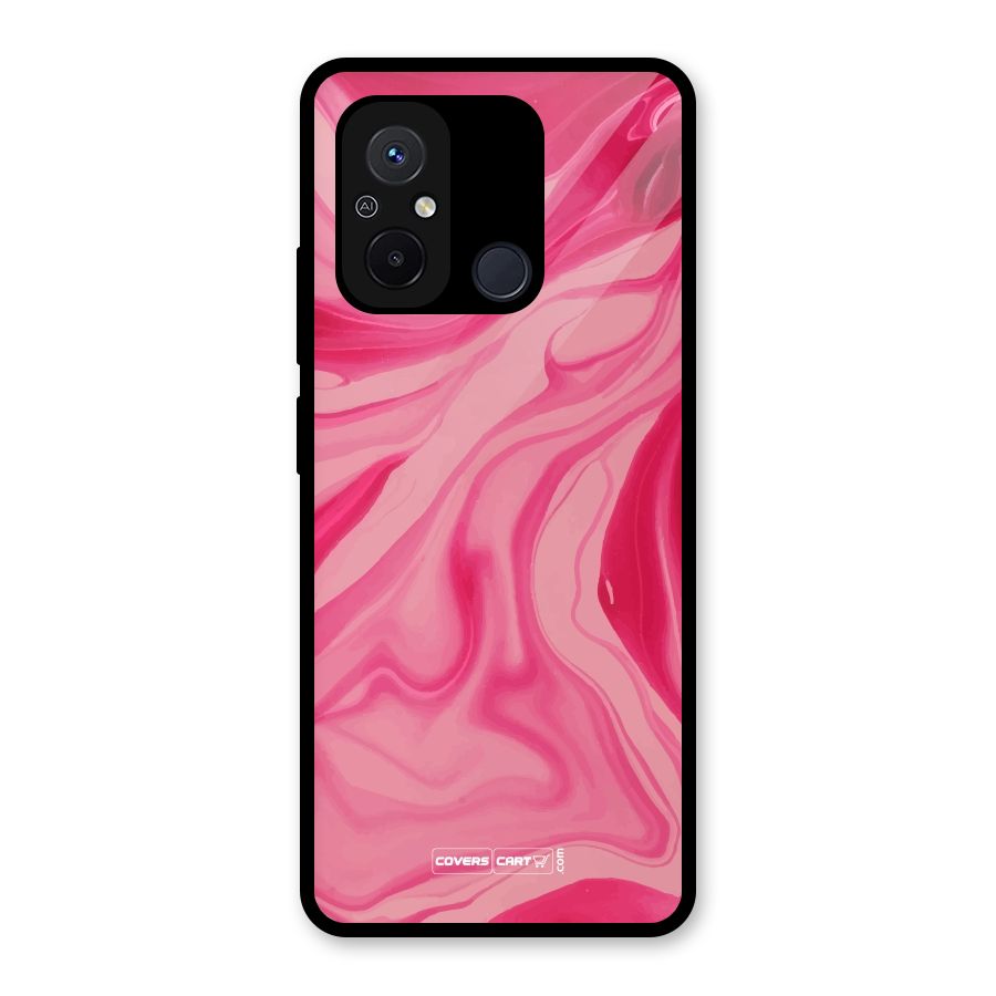 Sizzling Pink Marble Texture Glass Back Case for Redmi 12C