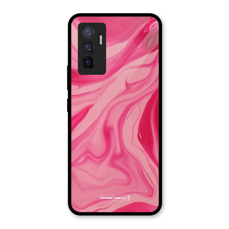 Sizzling Pink Marble Texture Glass Back Case for Vivo V23e