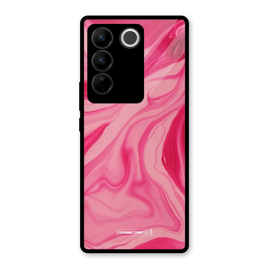 Sizzling Pink Marble Texture Glass Back Case for Vivo V27