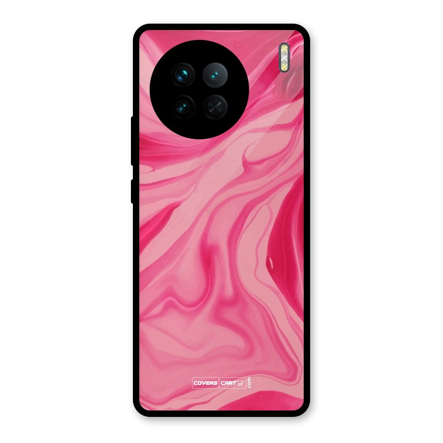 Sizzling Pink Marble Texture Glass Back Case for Vivo X90