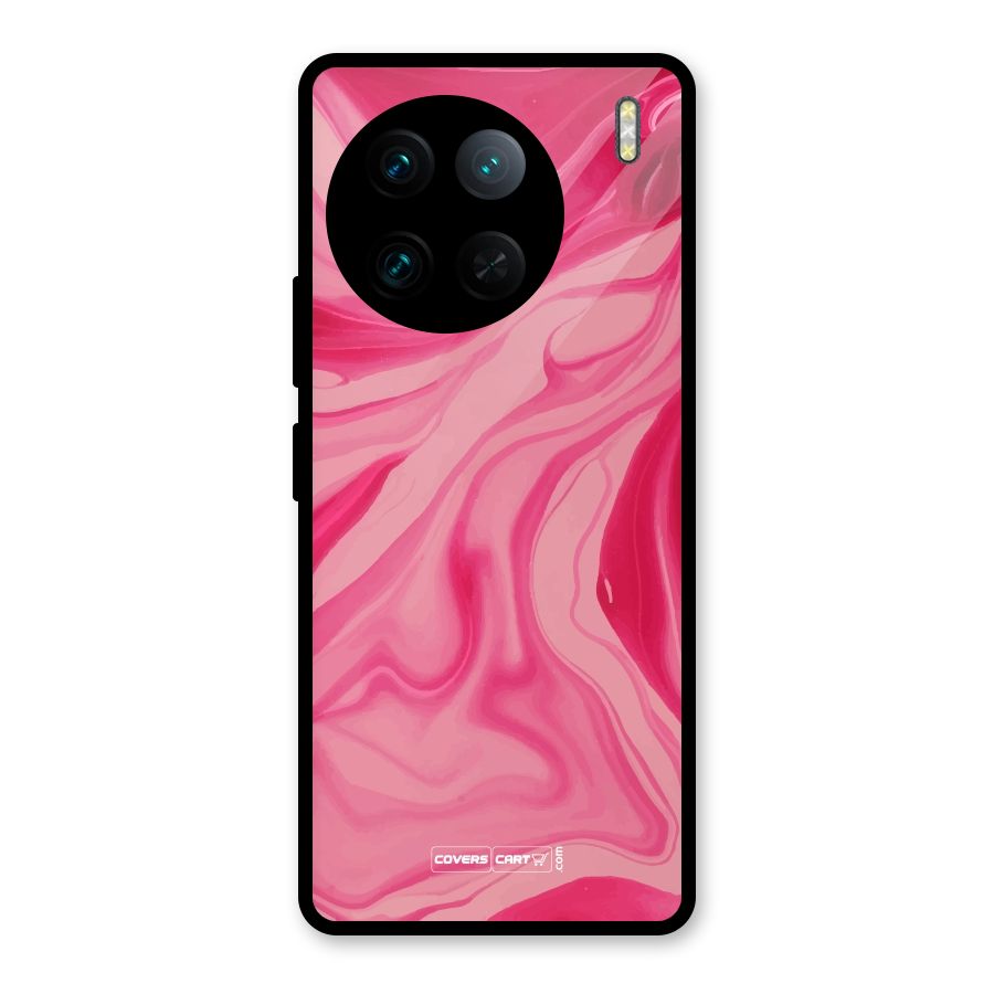 Sizzling Pink Marble Texture Glass Back Case for Vivo X90 Pro