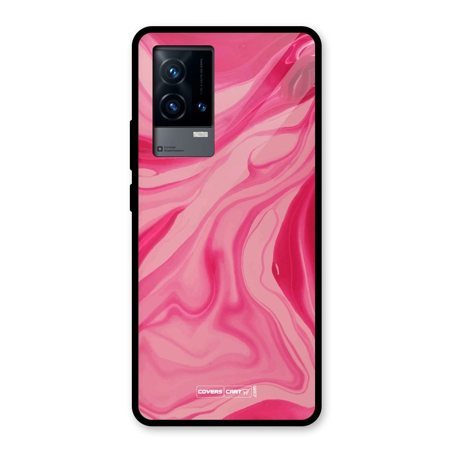 Sizzling Pink Marble Texture Glass Back Case for iQOO 9 5G