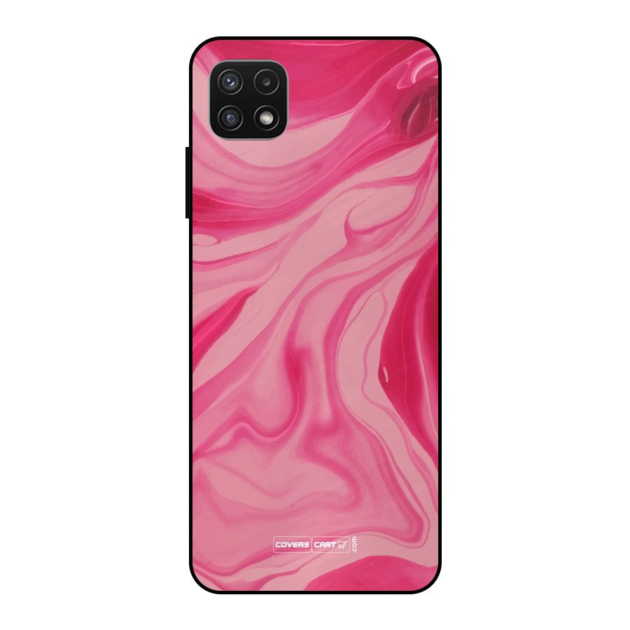 Sizzling Pink Marble Texture Metal Back Case for Galaxy A22 5G