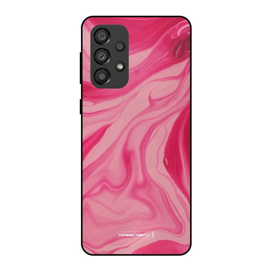 Sizzling Pink Marble Texture Metal Back Case for Galaxy A33 5G
