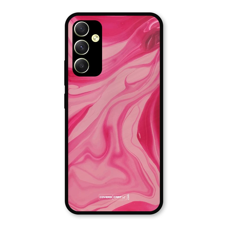 Sizzling Pink Marble Texture Metal Back Case for Galaxy A34