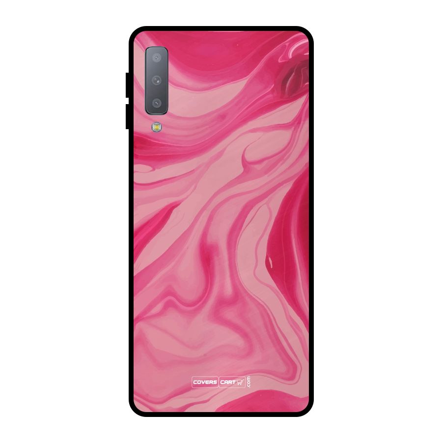 Sizzling Pink Marble Texture Metal Back Case for Galaxy A7 (2018)