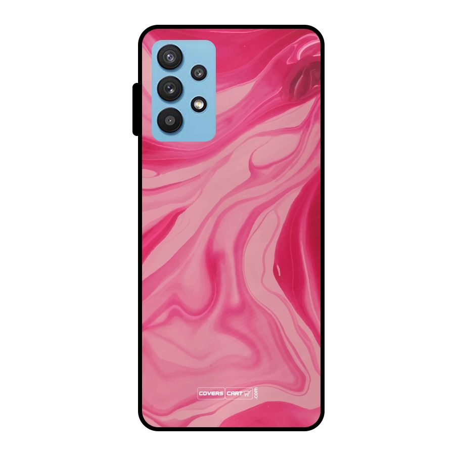 Sizzling Pink Marble Texture Metal Back Case for Galaxy M32 5G