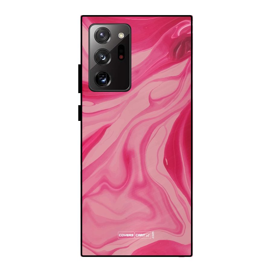 Sizzling Pink Marble Texture Metal Back Case for Galaxy Note 20 Ultra
