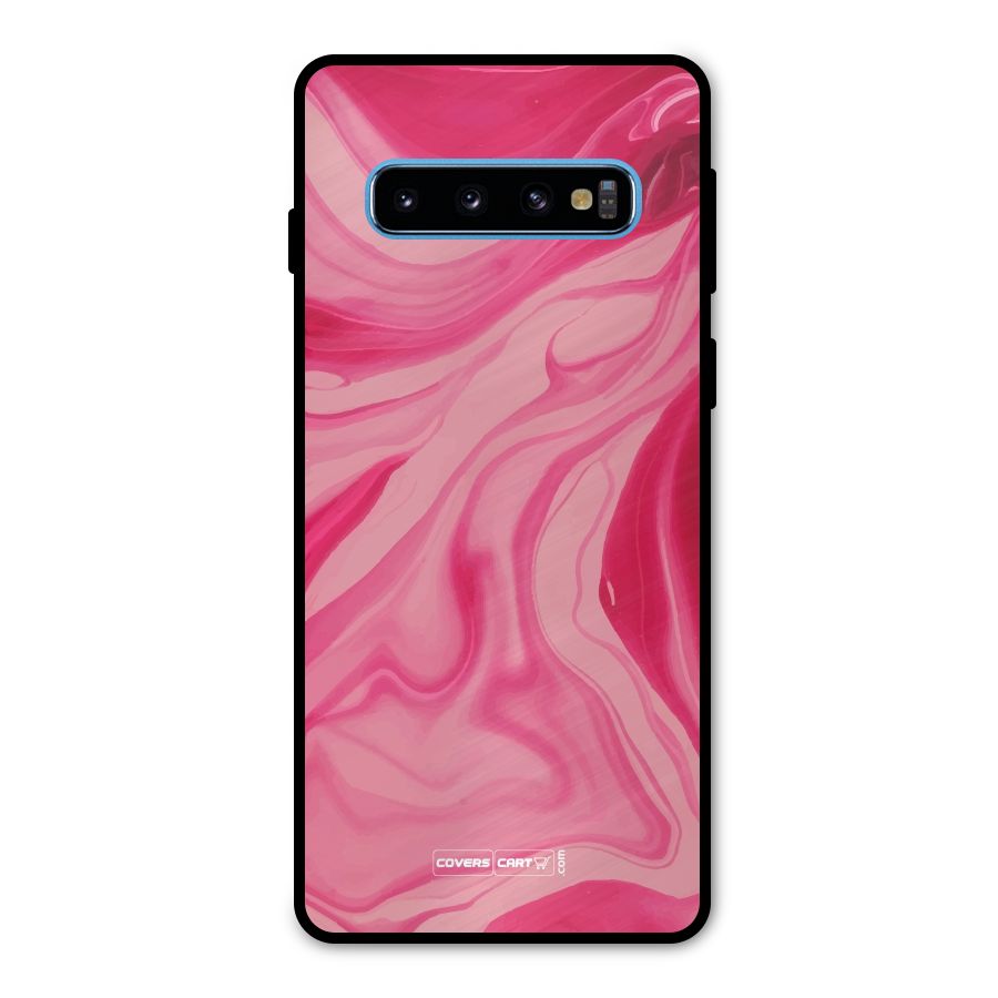 Sizzling Pink Marble Texture Metal Back Case for Galaxy S10