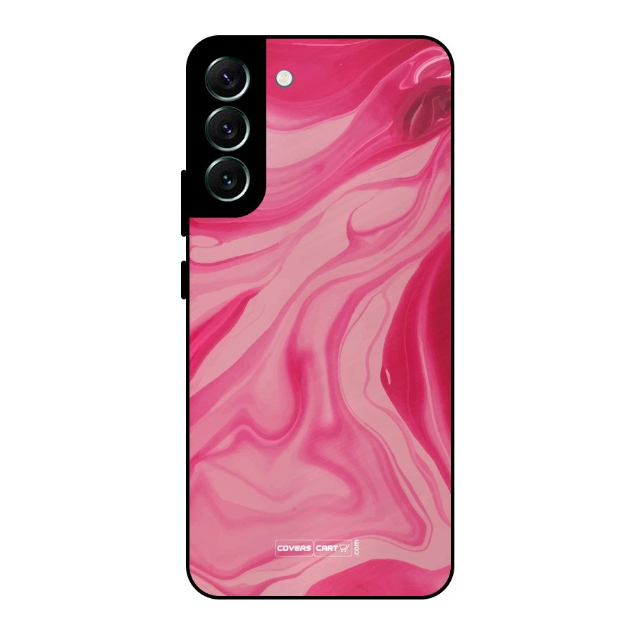 Sizzling Pink Marble Texture Metal Back Case for Galaxy S22 Plus 5G