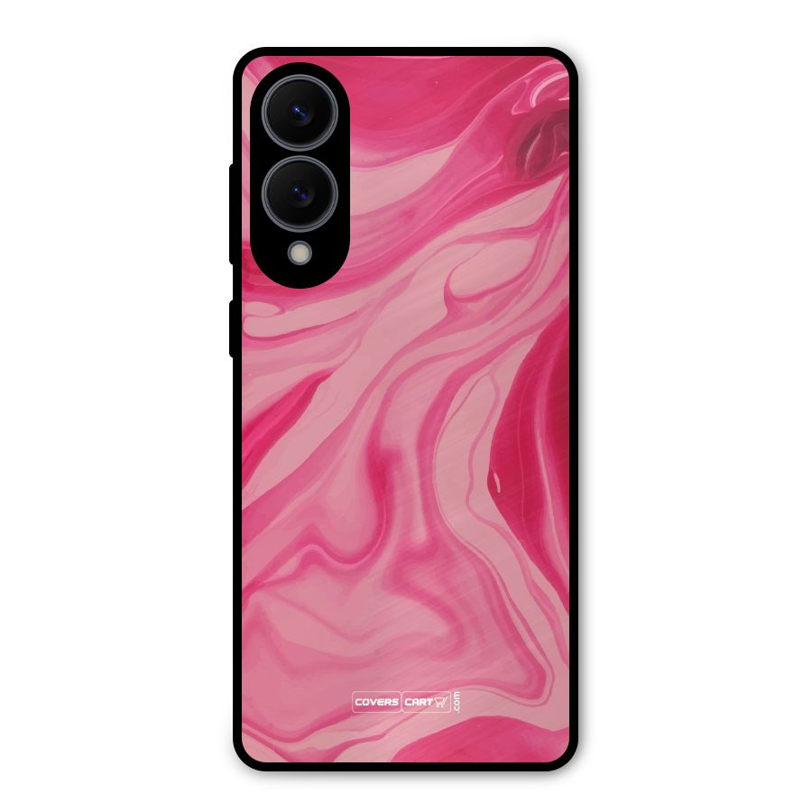 Sizzling Pink Marble Texture Metal Back Case for Galaxy S25 Edge