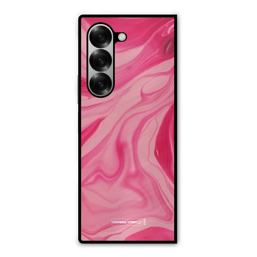 Sizzling Pink Marble Texture Metal Back Case for Galaxy Z Fold6
