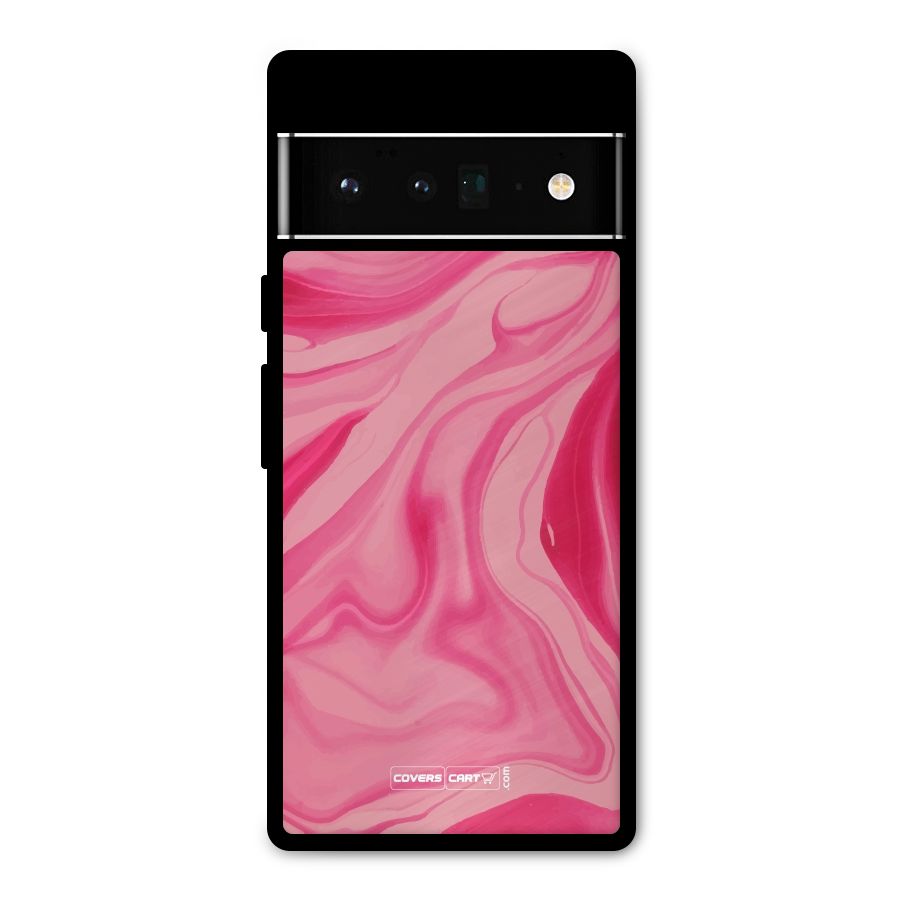 Sizzling Pink Marble Texture Metal Back Case for Google Pixel 6 Pro