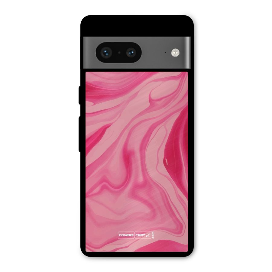 Sizzling Pink Marble Texture Metal Back Case for Google Pixel 7