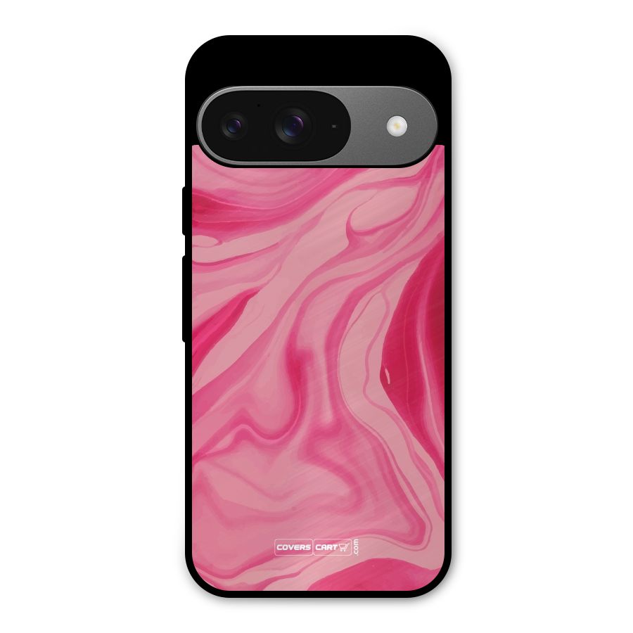 Sizzling Pink Marble Texture Metal Back Case for Google Pixel 9