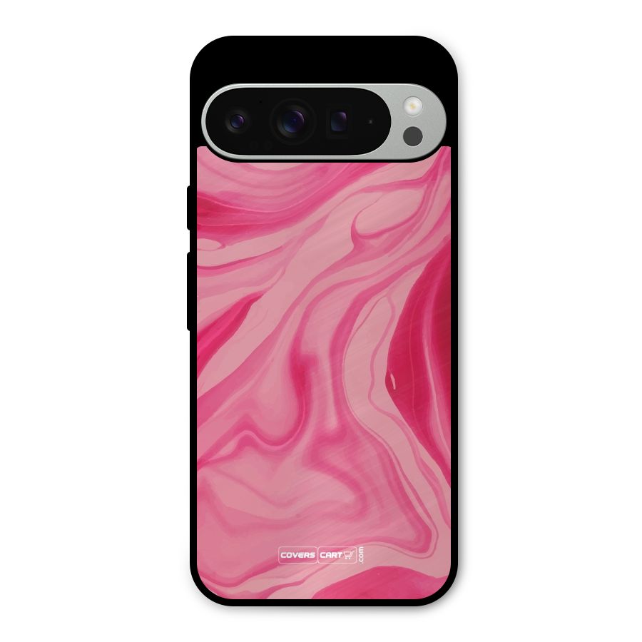Sizzling Pink Marble Texture Metal Back Case for Google Pixel 9 Pro XL