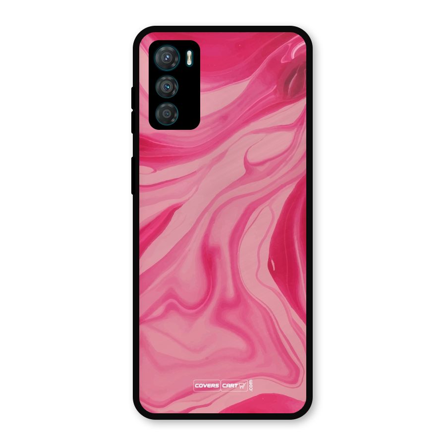 Sizzling Pink Marble Texture Metal Back Case for Moto G42