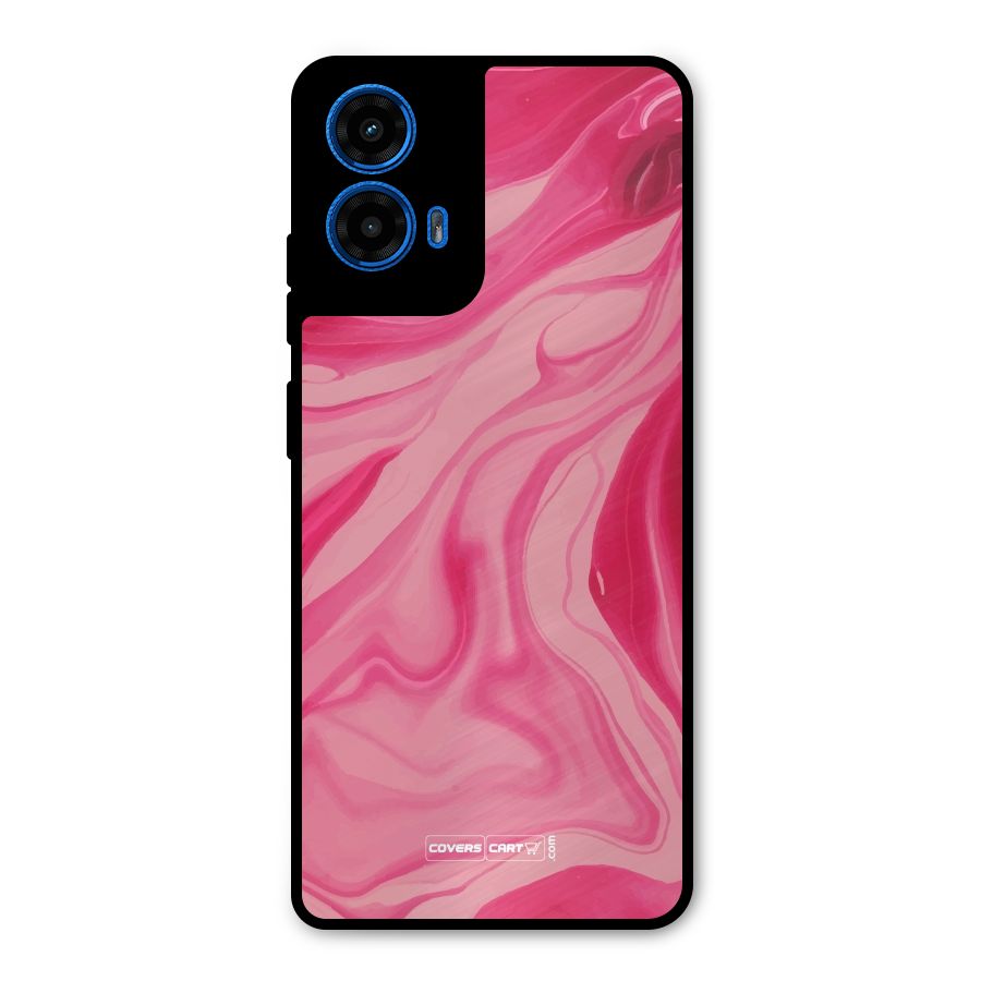 Sizzling Pink Marble Texture Metal Back Case for Moto G45