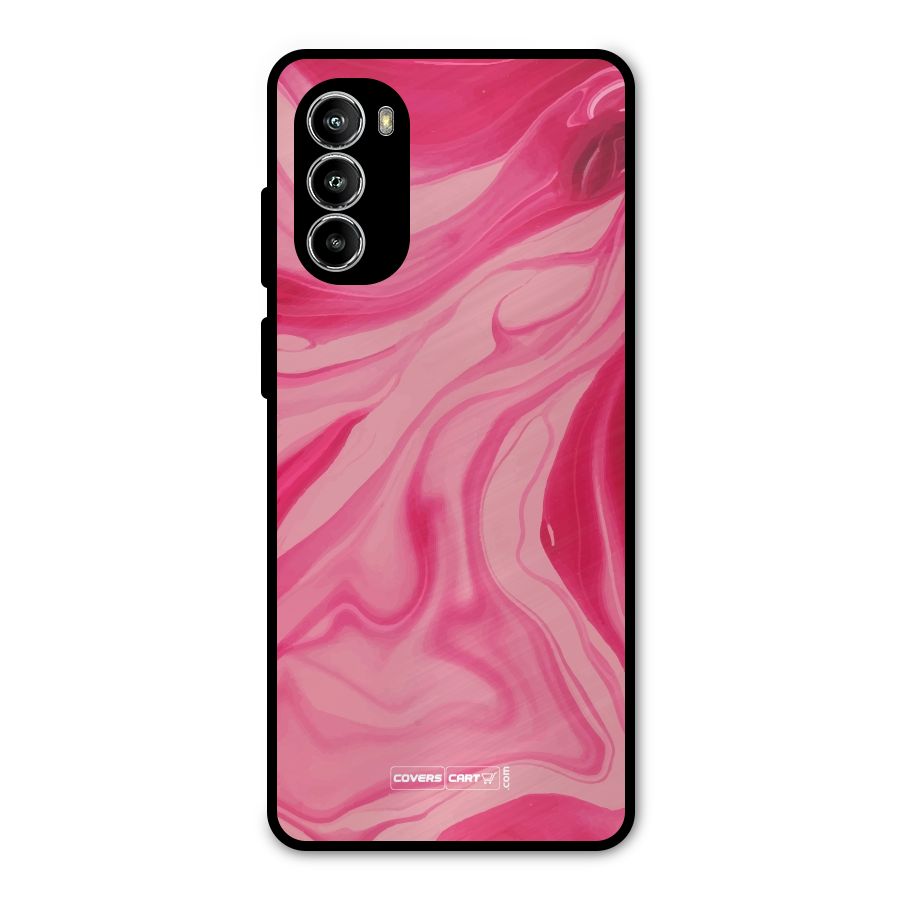 Sizzling Pink Marble Texture Metal Back Case for Moto G52