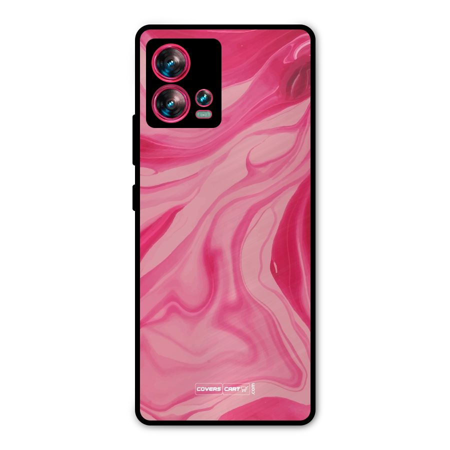 Sizzling Pink Marble Texture Metal Back Case for Motorola Edge 30 Fusion