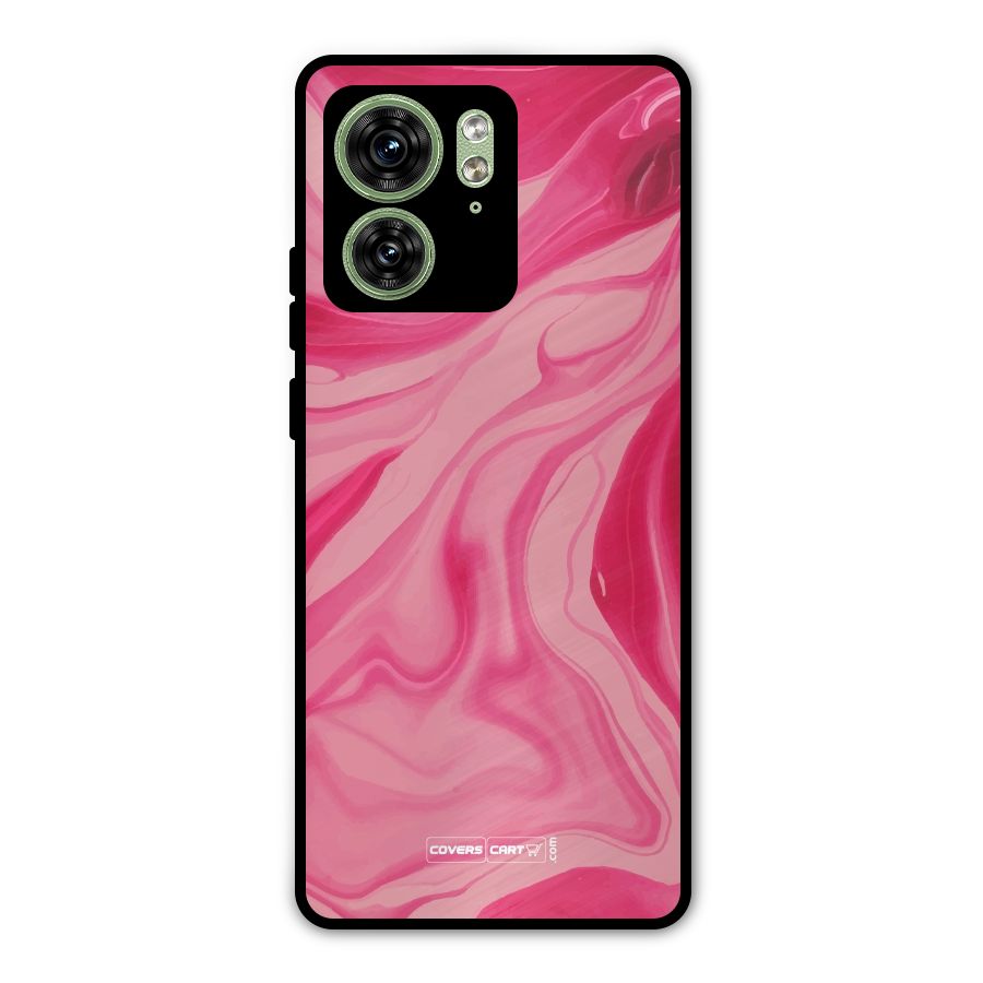 Sizzling Pink Marble Texture Metal Back Case for Motorola Edge 40 5G