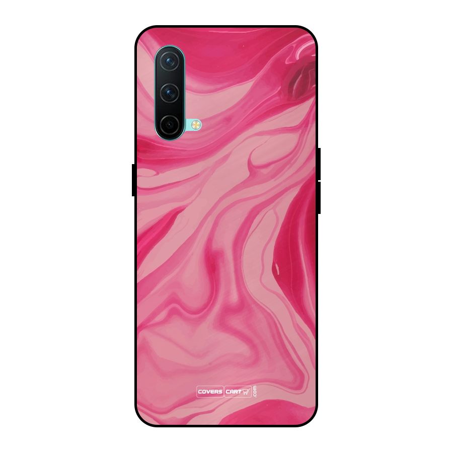 Sizzling Pink Marble Texture Metal Back Case for OnePlus Nord CE 5G