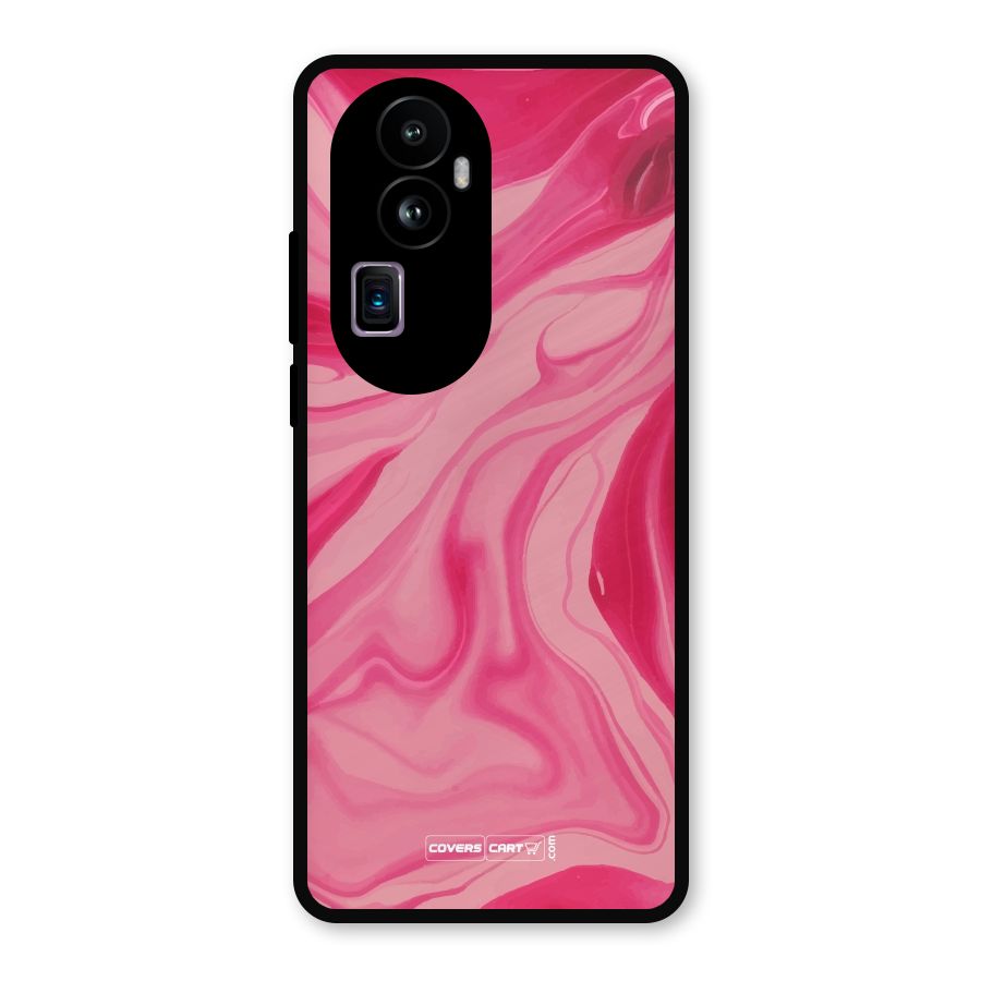 Sizzling Pink Marble Texture Metal Back Case for Oppo Reno10 Pro Plus