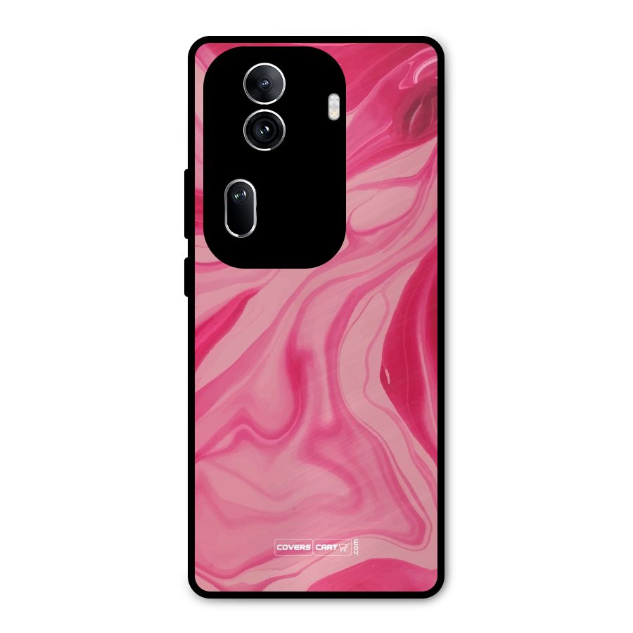 Sizzling Pink Marble Texture Metal Back Case for Oppo Reno11 Pro 5G