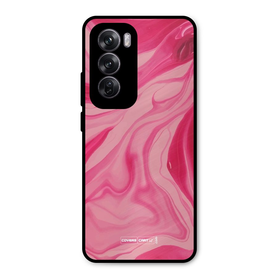 Sizzling Pink Marble Texture Metal Back Case for Oppo Reno12 Pro