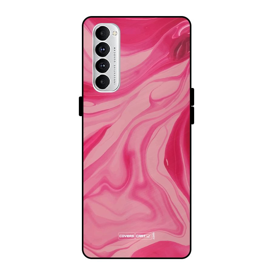 Sizzling Pink Marble Texture Metal Back Case for Oppo Reno4 Pro