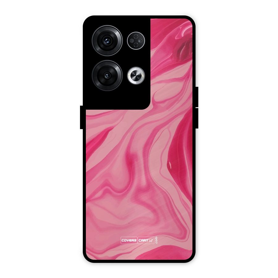 Sizzling Pink Marble Texture Metal Back Case for Oppo Reno8 Pro 5G