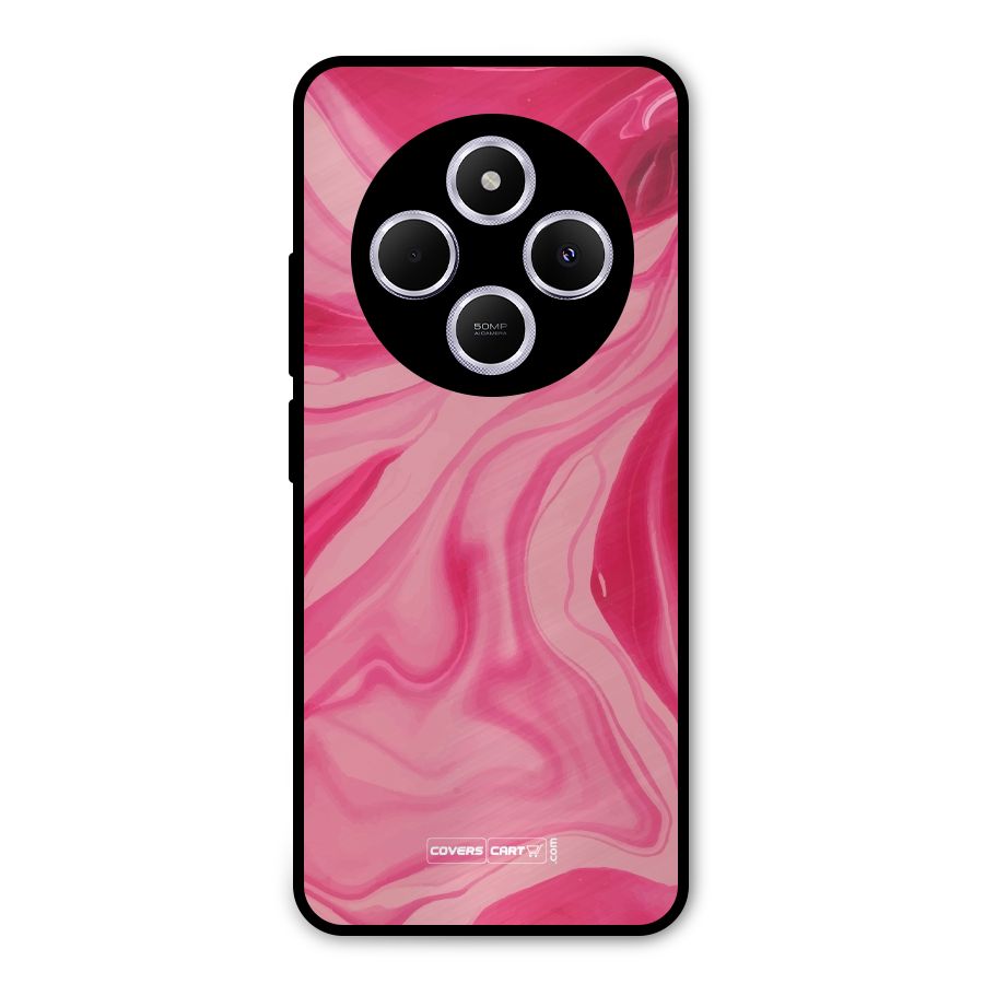 Sizzling Pink Marble Texture Metal Back Case for Poco C75 5G