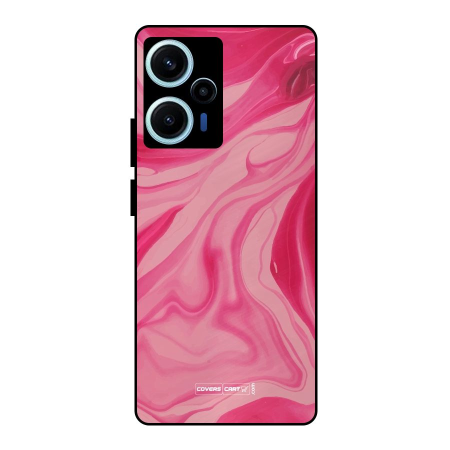 Sizzling Pink Marble Texture Metal Back Case for Poco F5