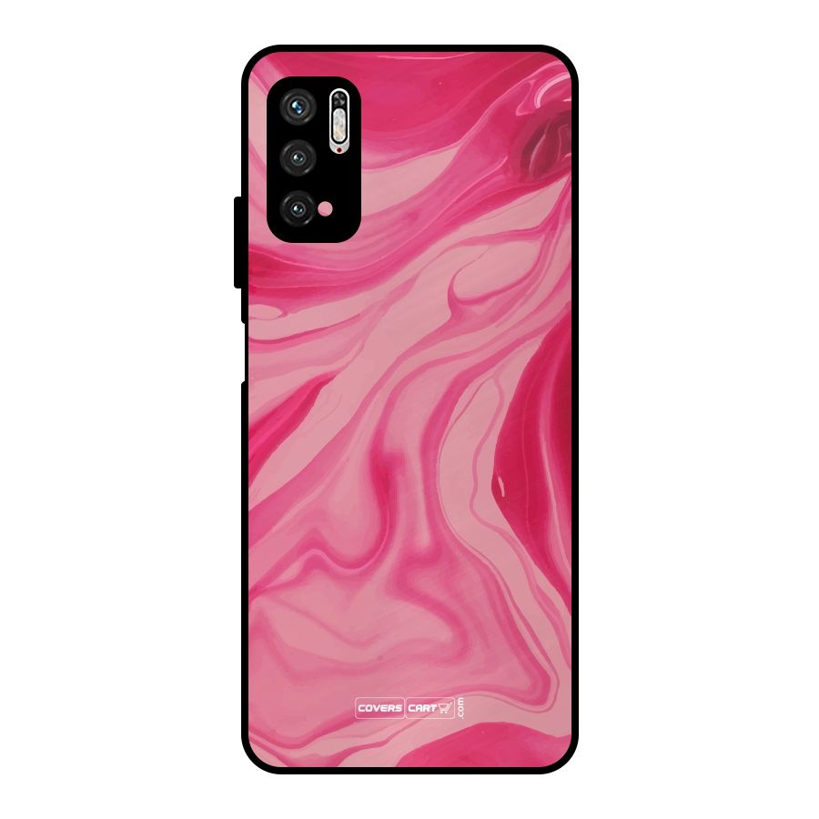 Sizzling Pink Marble Texture Metal Back Case for Poco M3 Pro 5G