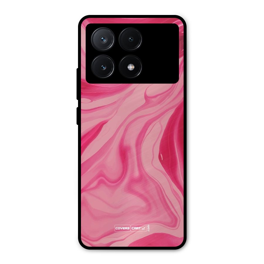 Sizzling Pink Marble Texture Metal Back Case for Poco X6 Pro