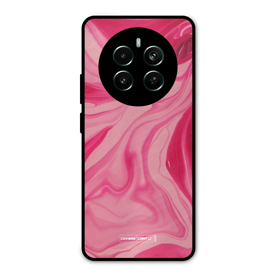 Sizzling Pink Marble Texture Metal Back Case for Realme 12 Pro Plus
