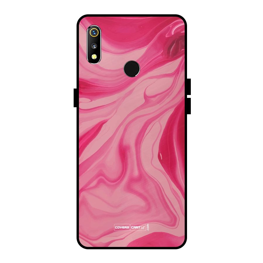 Sizzling Pink Marble Texture Metal Back Case for Realme 3i